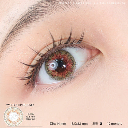 Sweety 3 Tones Honey (1 lens/pack)-Colored Contacts-SweetyCon