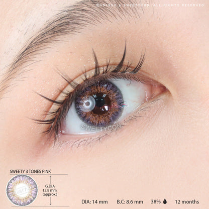 Sweety 3 Tones Pink (1 lens/pack)-Colored Contacts-SweetyCon