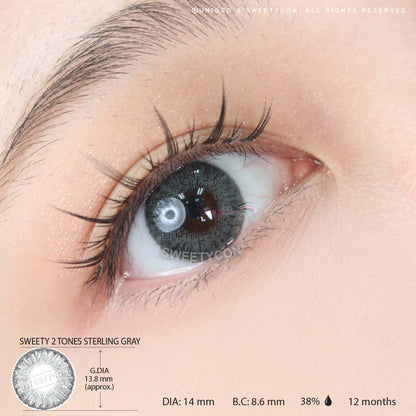 Sweety 3 Tones Sterling Gray (1 lens/pack)-Colored Contacts-SweetyCon