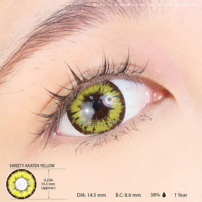 Sweety Akaten Yellow (1 lens/pack)-Colored Contacts-SweetyCon