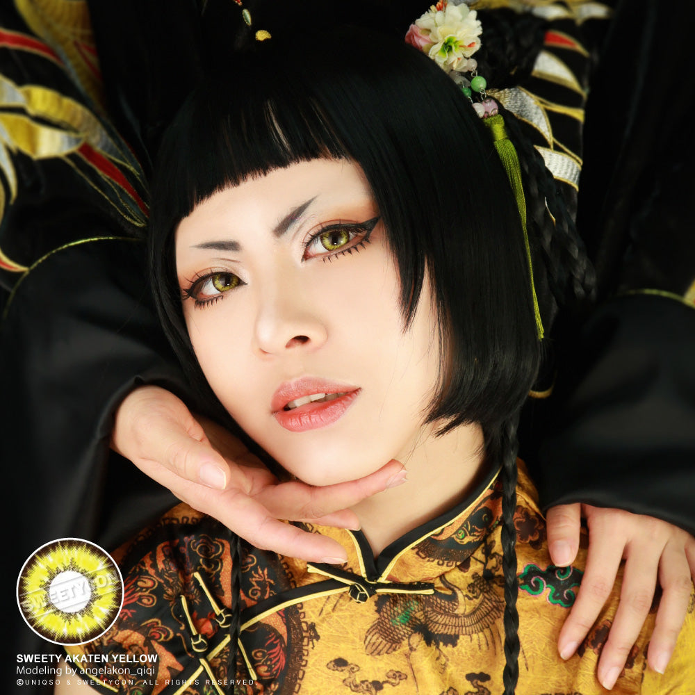 Sweety Akaten Yellow (1 lens/pack)-Colored Contacts-SweetyCon