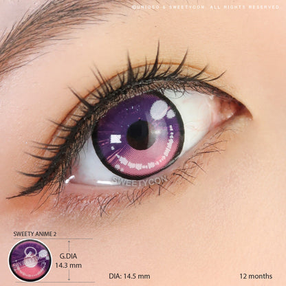 Sweety Anime 2 Purple Pink (1 lens/pack)-Colored Contacts-SweetyCon