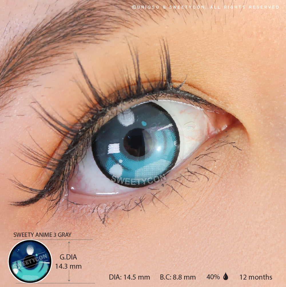 Sweety Anime 3 Gray (1 lens/pack)-Colored Contacts-SweetyCon