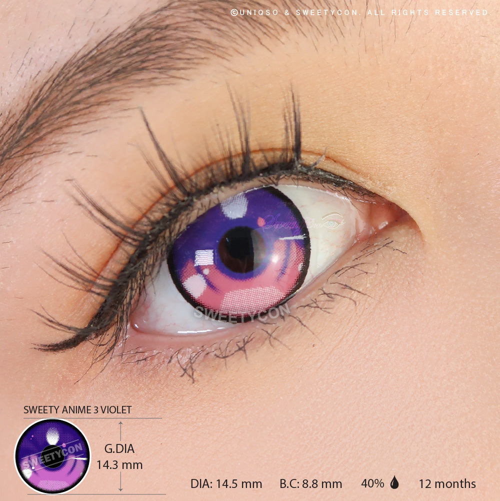 Sweety Anime 3 Violet (1 lens/pack)-Colored Contacts-SweetyCon