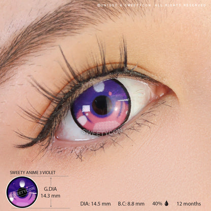 Sweety Anime 3 Violet (1 lens/pack)-Colored Contacts-SweetyCon
