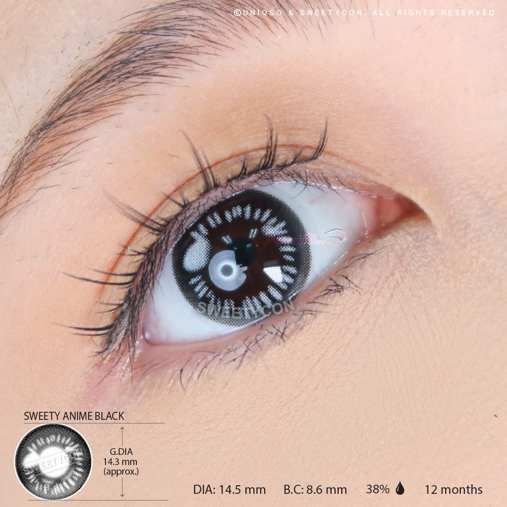 Sweety Anime Black (1 lens/pack)-Colored Contacts-SweetyCon
