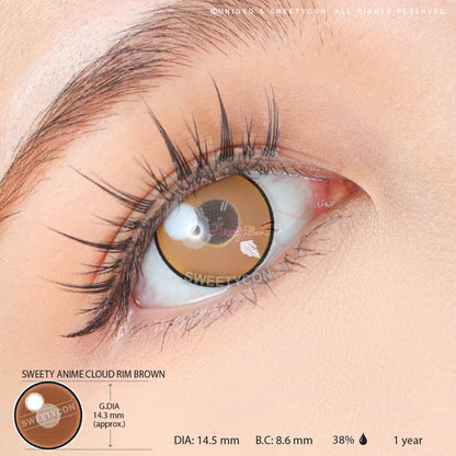 Sweety Anime Cloud Rim Brown (1 lens/pack)-Colored Contacts-SweetyCon