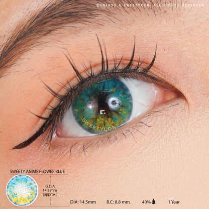 Sweety Anime Flower Blue (1 lens/pack)-Colored Contacts-SweetyCon