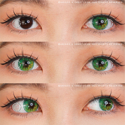 Sweety Anime Flower Green (1 lens/pack)-Colored Contacts-SweetyCon