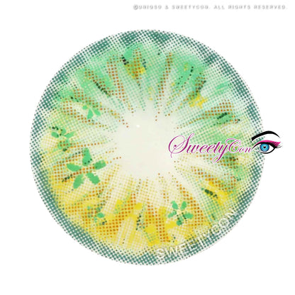 Sweety Anime Flower Green (1 lens/pack)-Colored Contacts-SweetyCon
