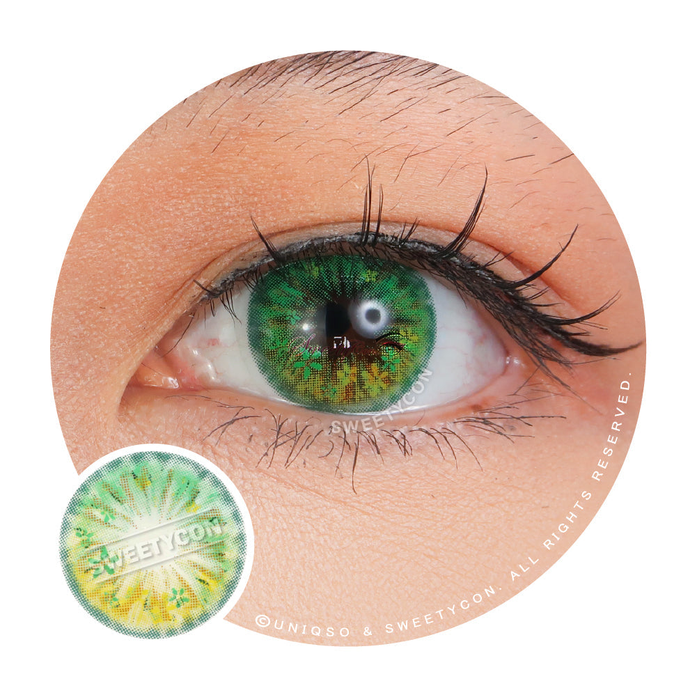Sweety Anime Flower Green (1 lens/pack)-Colored Contacts-SweetyCon