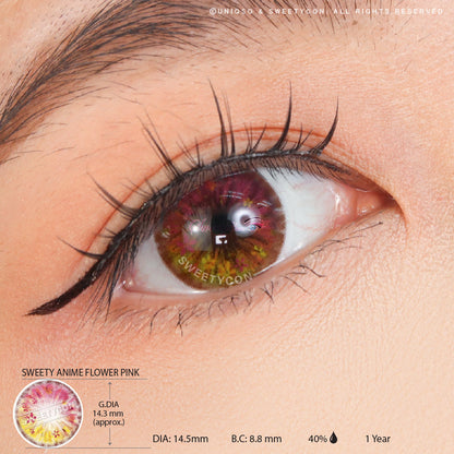 Sweety Anime Flower Pink (1 lens/pack)-Colored Contacts-SweetyCon