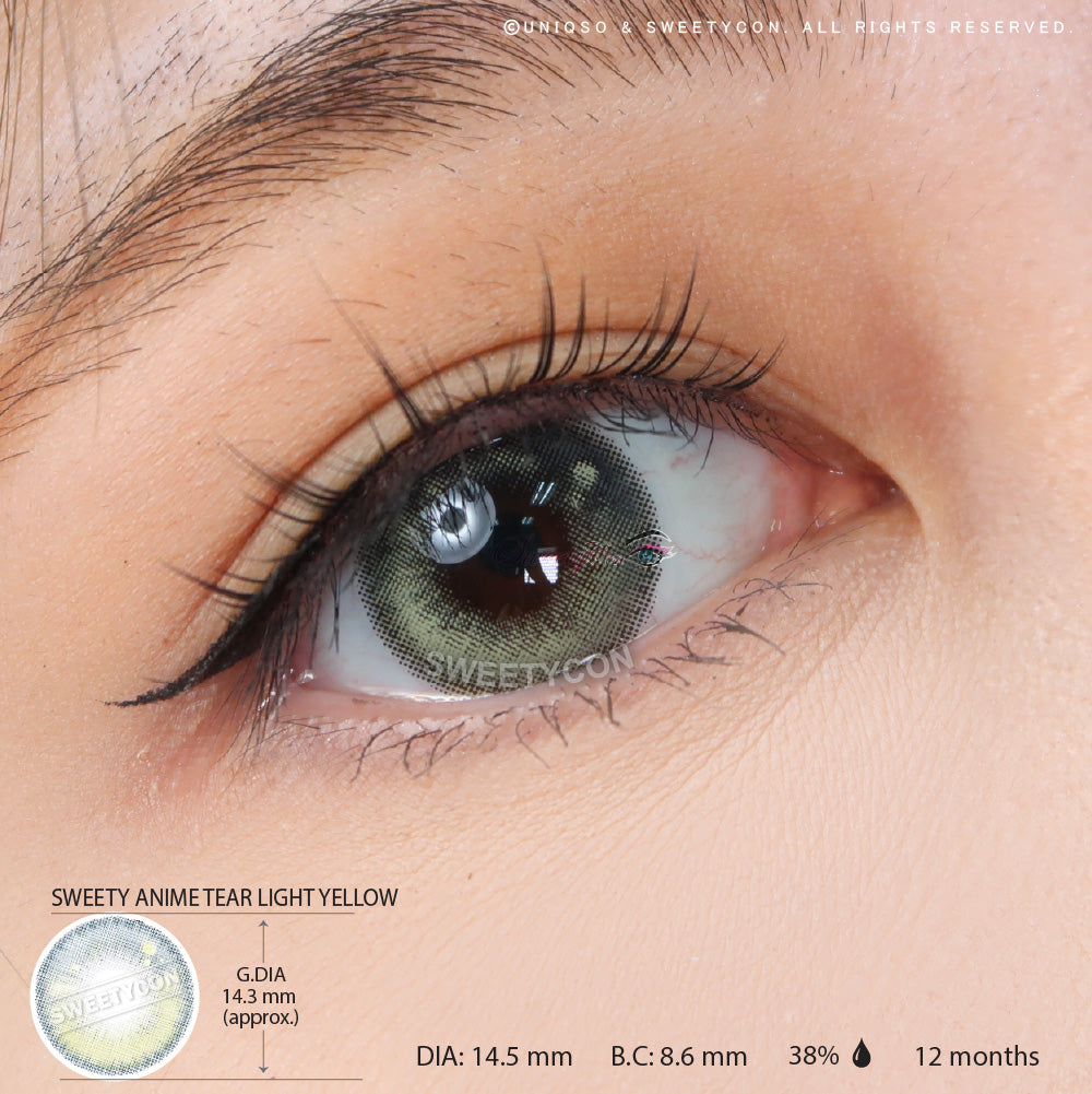Sweety Anime Tear Light Yellow (1 lens/pack)-Colored Contacts-SweetyCon