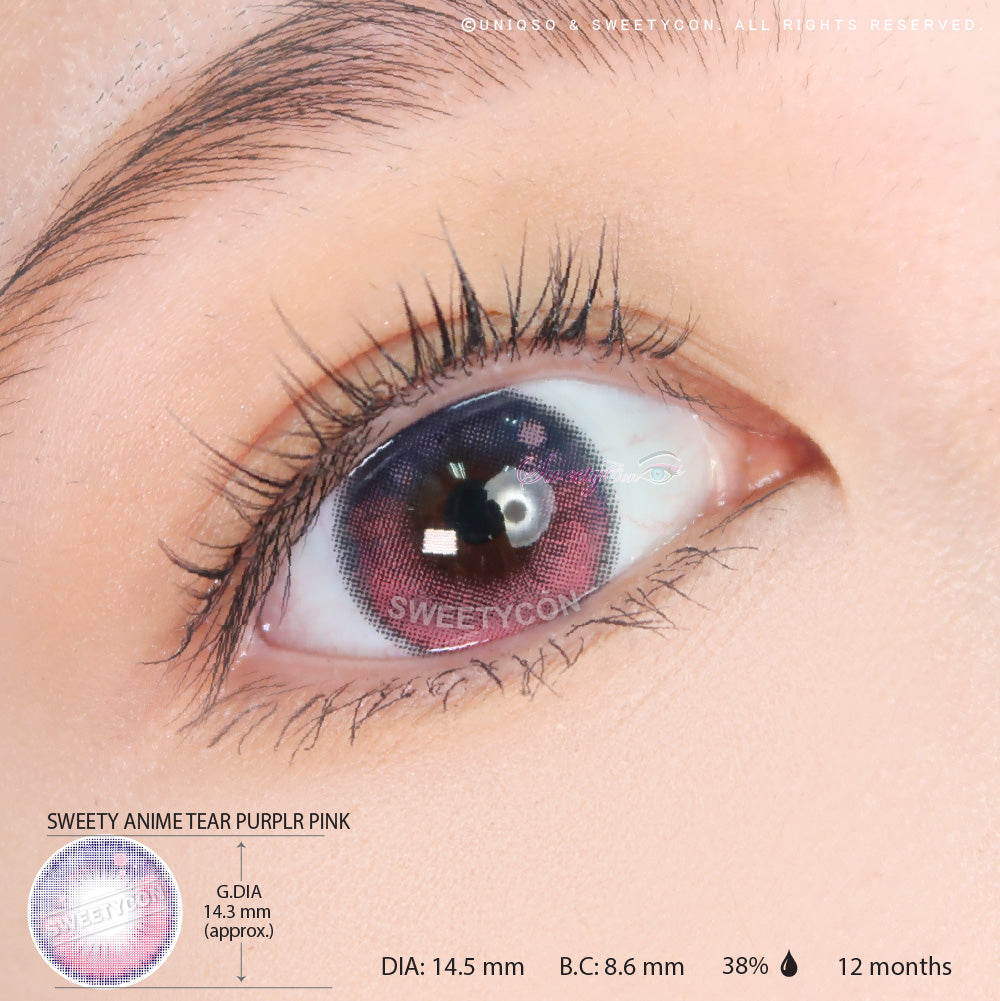 Sweety Anime Tear Purple Pink (1 lens/pack)-Colored Contacts-SweetyCon