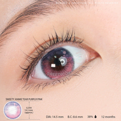 Sweety Anime Tear Purple Pink (1 lens/pack)-Colored Contacts-SweetyCon