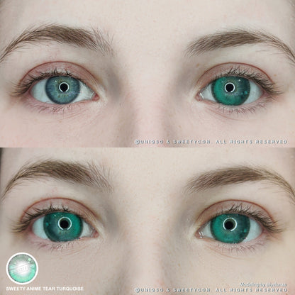 Sweety Anime Tear Turquoise (1 lens/pack)-Colored Contacts-SweetyCon