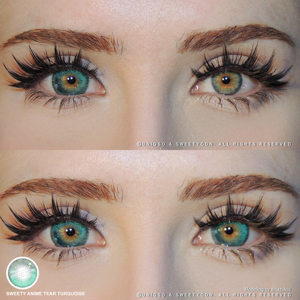 Sweety Anime Tear Turquoise (1 lens/pack)-Colored Contacts-SweetyCon