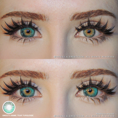 Sweety Anime Tear Turquoise (1 lens/pack)-Colored Contacts-SweetyCon