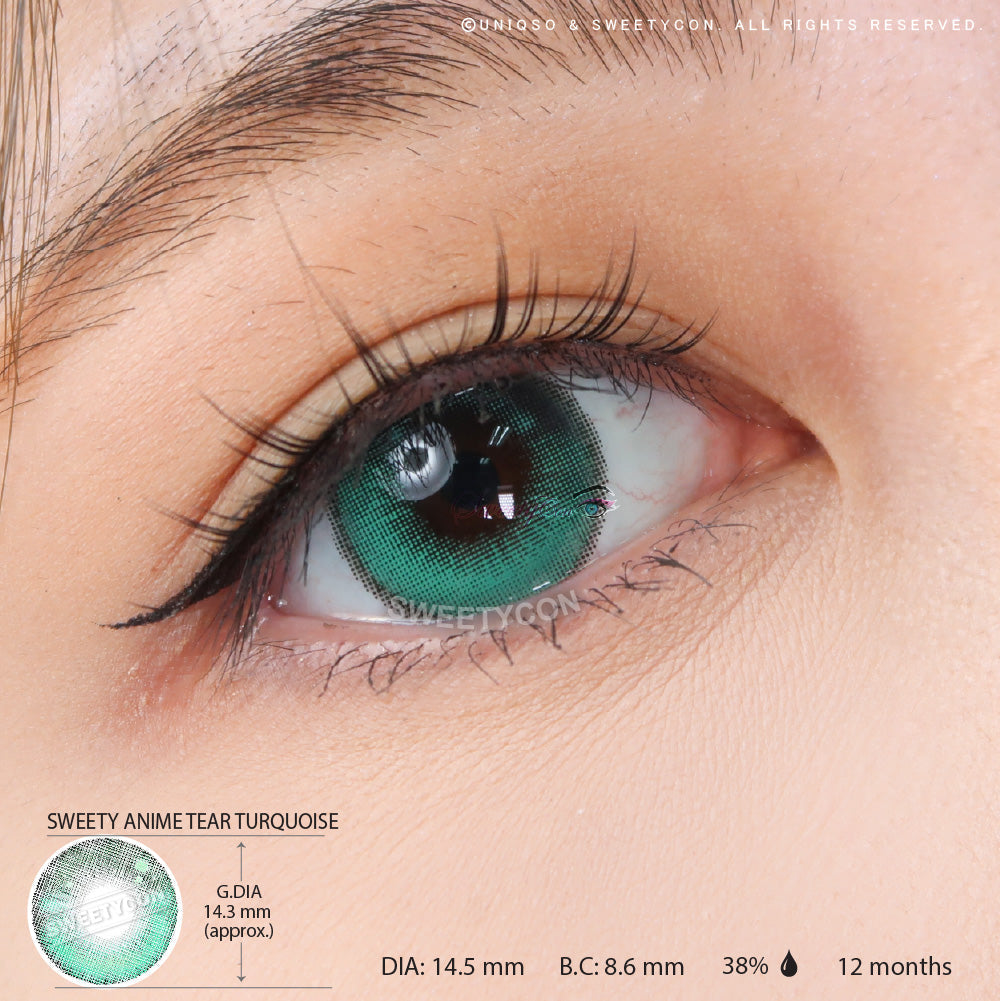 Sweety Anime Tear Turquoise (1 lens/pack)-Colored Contacts-SweetyCon
