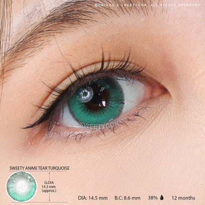Sweety Anime Tear Turquoise (1 lens/pack)-Colored Contacts-SweetyCon
