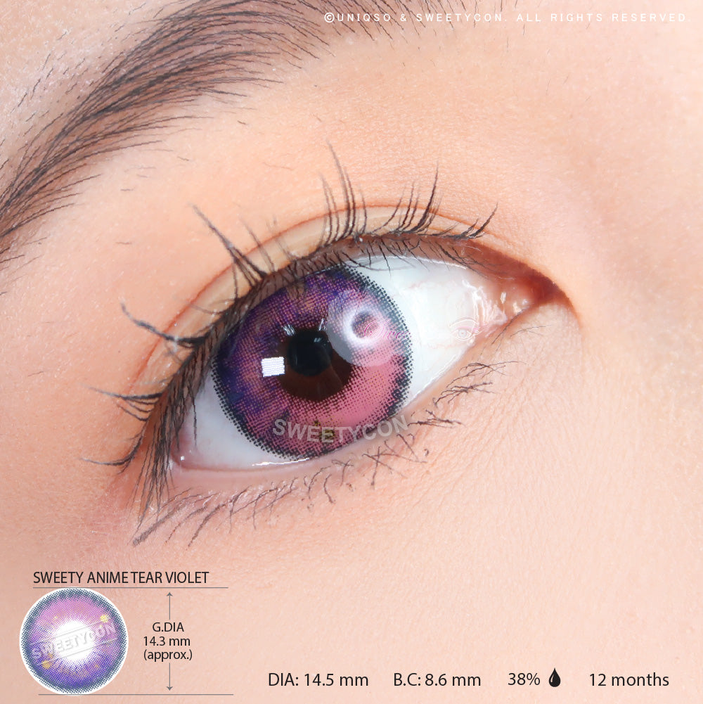 Sweety Anime Tear Violet (1 lens/pack)-Colored Contacts-SweetyCon