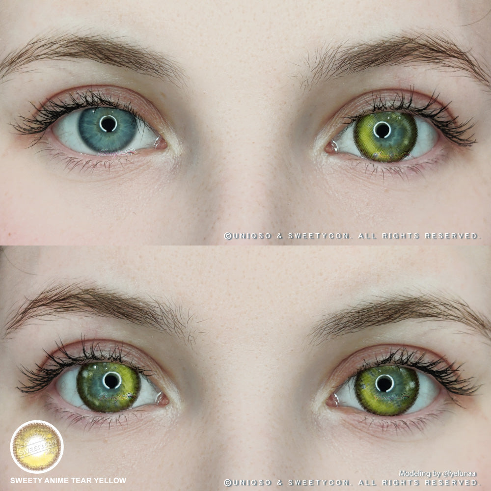 Sweety Anime Tear Yellow (1 lens/pack)-Colored Contacts-SweetyCon