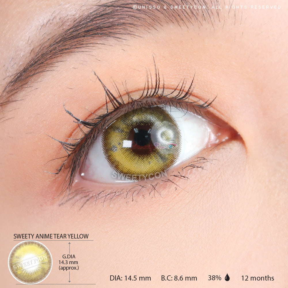 Sweety Anime Tear Yellow (1 lens/pack)-Colored Contacts-SweetyCon