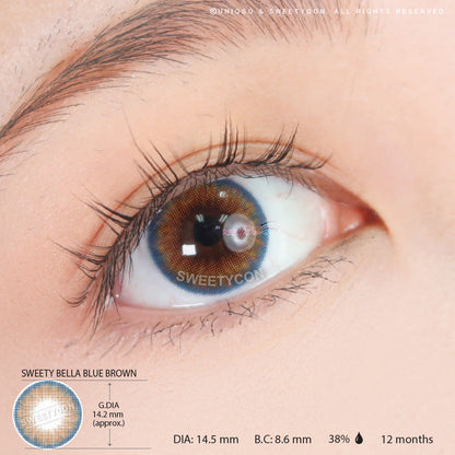 Sweety Bella Blue Brown (1 lens/pack)-Colored Contacts-UNIQSO