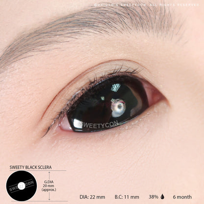Sweety Black Sclera Contacts Sabretooth/Blackout/Black with Prescription (1 lens/pack)-Sclera Contacts-SweetyCon