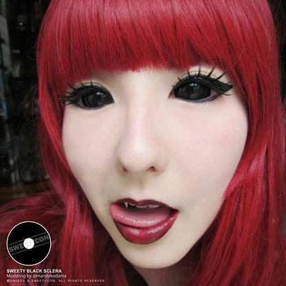 Sweety Black Sclera Contacts Sabretooth/Blackout/Black with Prescription (1 lens/pack)-Sclera Contacts-SweetyCon