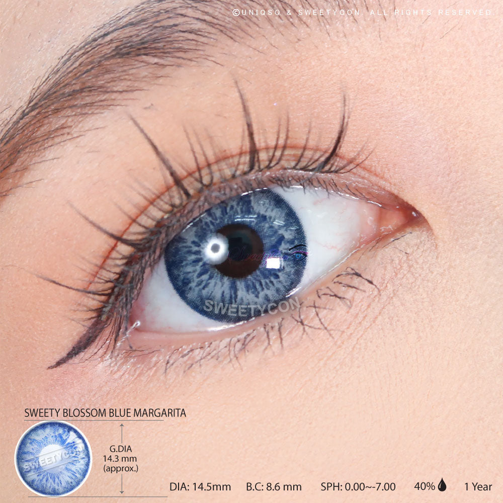 Sweety Blossom Blue Margarita (1 lens/pack)-Colored Contacts-SweetyCon