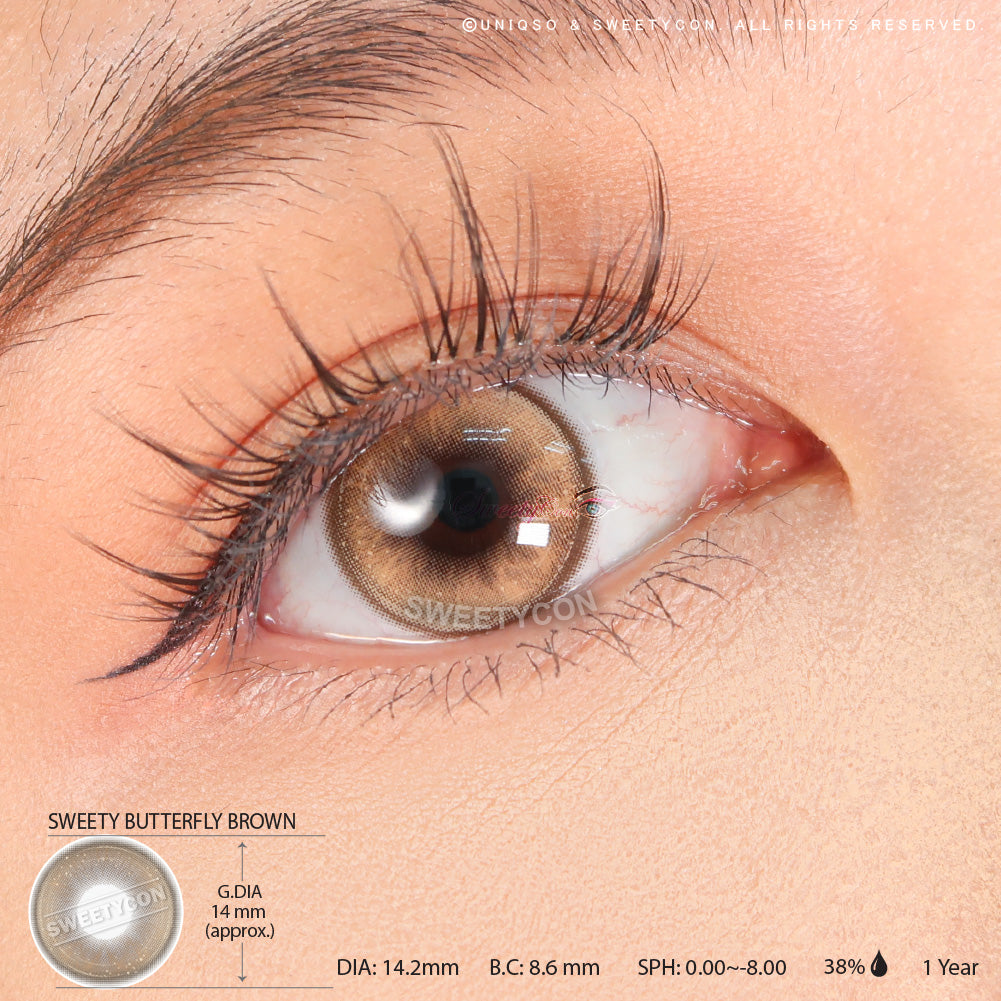 Sweety Butterfly Brown (1 lens/pack)-Colored Contacts-SweetyCon