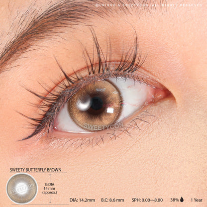 Sweety Butterfly Brown (1 lens/pack)-Colored Contacts-SweetyCon