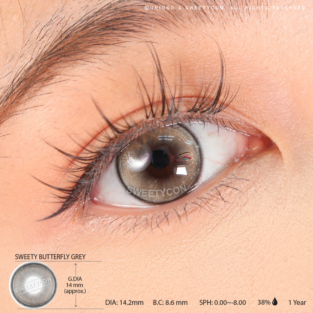 Sweety Butterfly Grey (1 lens/pack)-Colored Contacts-SweetyCon