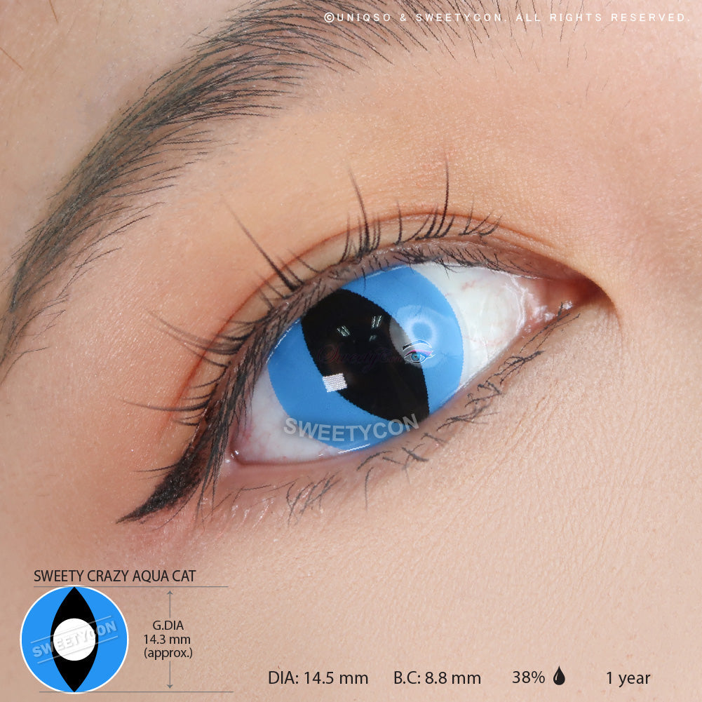 Sweety Crazy Aqua Cat (1 lens/pack)-Crazy Contacts-SweetyCon