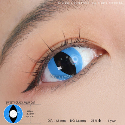 Sweety Crazy Aqua Cat (1 lens/pack)-Crazy Contacts-SweetyCon