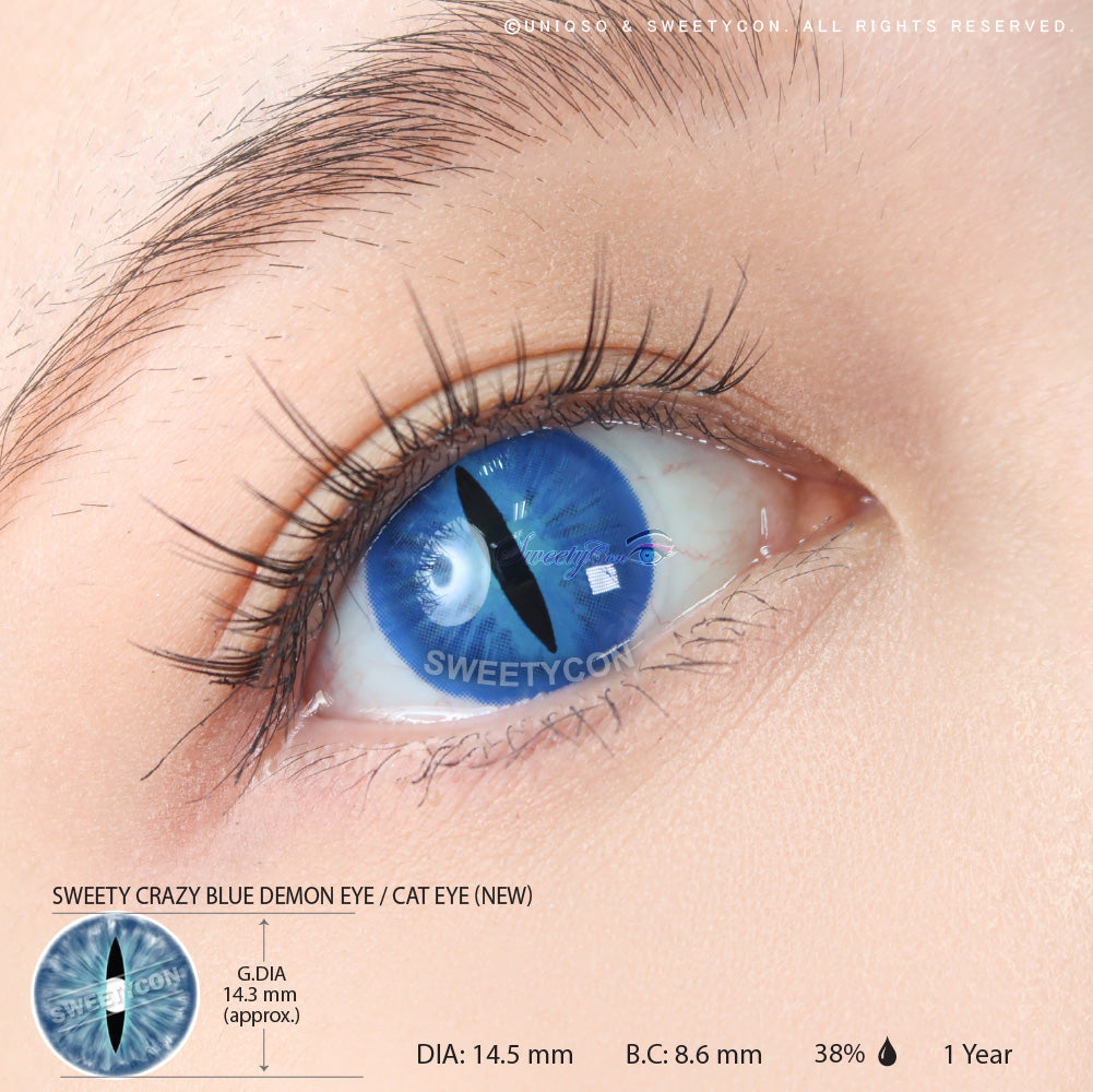 Sweety Crazy Blue Demon Eye / Cat Eye (New) (1 lens/pack)-Crazy Contacts-SweetyCon
