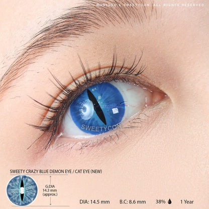 Sweety Crazy Blue Demon Eye / Cat Eye (New) (1 lens/pack)-Crazy Contacts-SweetyCon
