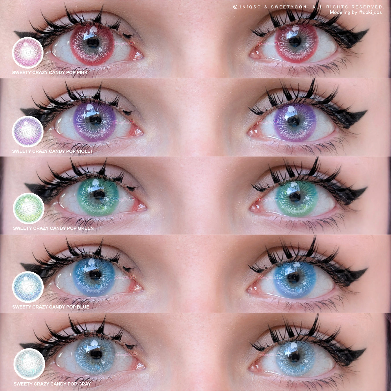 Sweety Crazy Candy Pop Gray (1 lens/pack)-Colored Contacts-SweetyCon