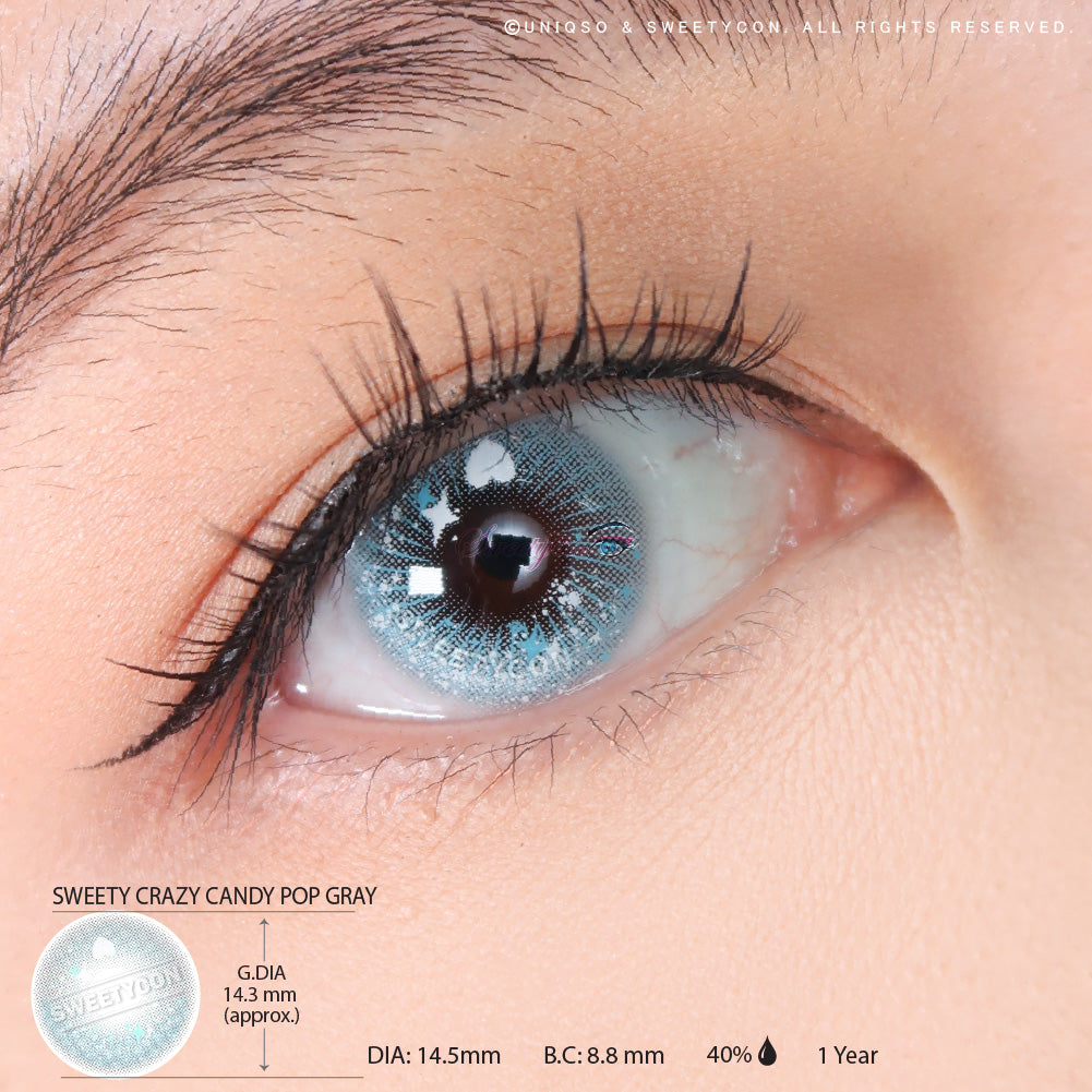 Sweety Crazy Candy Pop Gray (1 lens/pack)-Colored Contacts-SweetyCon