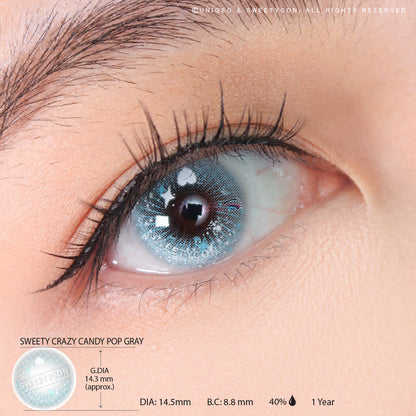Sweety Crazy Candy Pop Gray (1 lens/pack)-Colored Contacts-SweetyCon