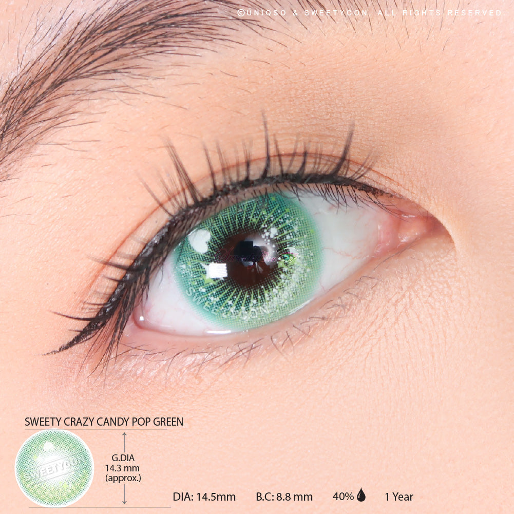 Sweety Crazy Candy Pop Green (1 lens/pack)-Colored Contacts-SweetyCon