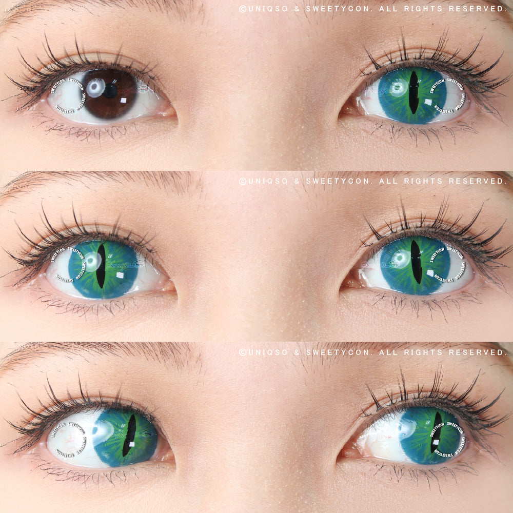 Sweety Crazy Dark Green Demon Eye / Cat Eye (New) (1 lens/pack)-Crazy Contacts-SweetyCon