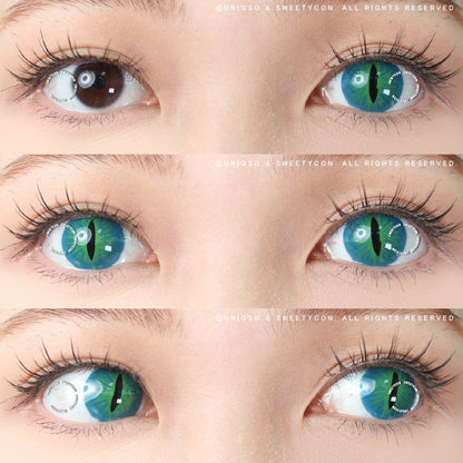 Sweety Crazy Dark Green Demon Eye / Cat Eye (New) (1 lens/pack)-Crazy Contacts-SweetyCon