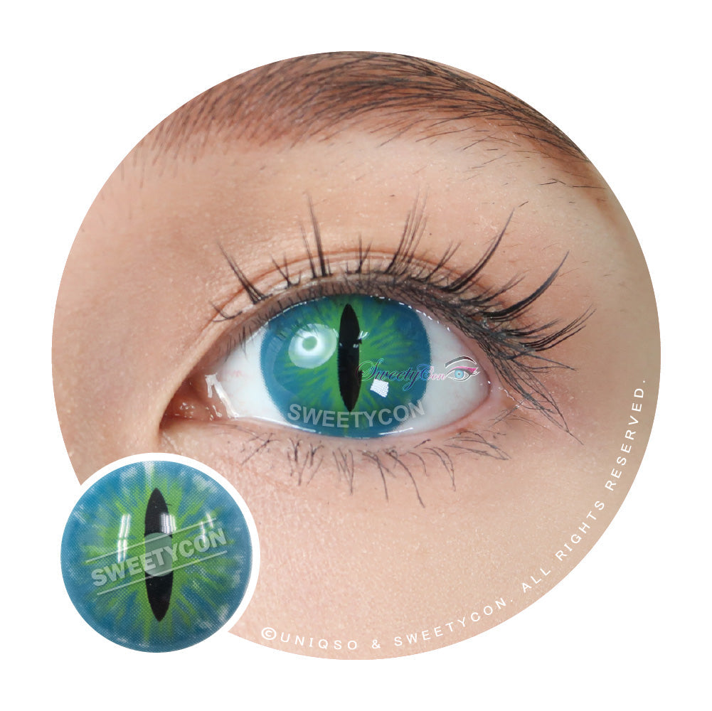 Sweety Crazy Dark Green Demon Eye / Cat Eye (New) (1 lens/pack)-Crazy Contacts-SweetyCon