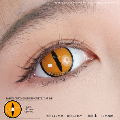 Sweety Crazy Gold Demon Eye / Cat Eye (1 lens/pack)-Crazy Contacts-SweetyCon