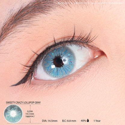 Sweety Crazy Lollipop Gray (1 lens/pack)-Colored Contacts-SweetyCon