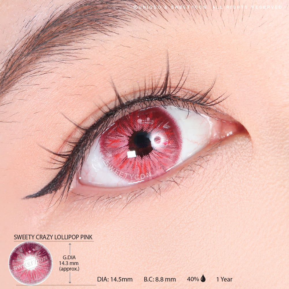 Sweety Crazy Lollipop Pink (1 lens/pack)-Colored Contacts-SweetyCon