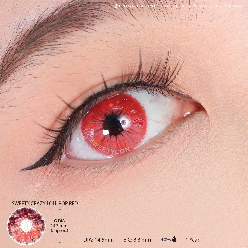 Sweety Crazy Lollipop Red (1 lens/pack)-Colored Contacts-SweetyCon