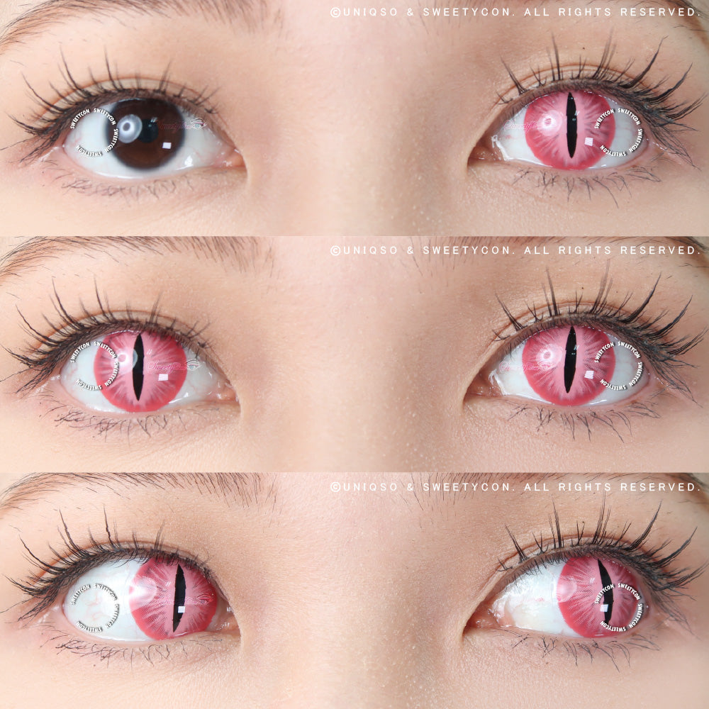 Sweety Crazy Pink Demon Eye / Cat Eye (New) (1 lens/pack)-Crazy Contacts-SweetyCon